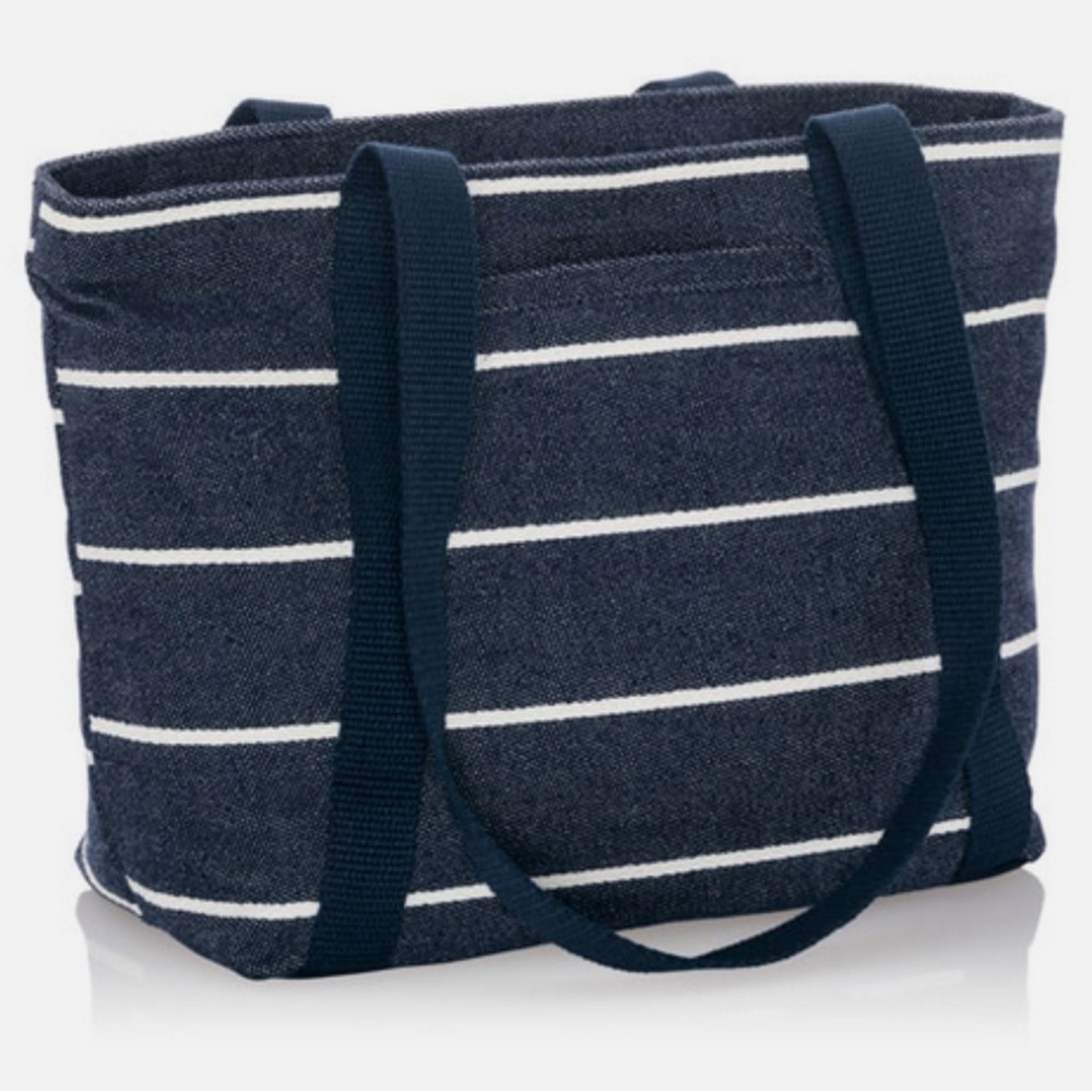 Thirty-One Classic Day Bag - Navy Wide Stripe